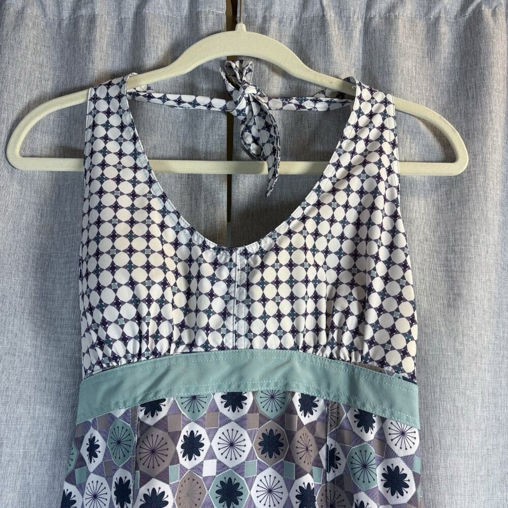 Ascend Rip Tide Athletic Halter Dress Geo/Floral‎ Print Aqua/Purple Size Medium - Picture 2 of 13